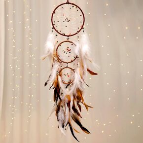 Big Dream Catcher with Fairy Light - Boho Feathers Dreamcatcher Wall Hanging, Handmade Purple Dream Catchers Chic Room Decor for Teen Girls Bedroom Living Room Nursery (Purple Feathers)
