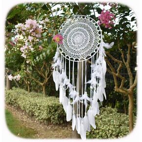 EasyBravo Large White Dream Catcher with Beaded Nature Feathers Wall Hanging Decoration Ornament Gift for Vantige Party Wedding Native American Home Decorations in Kuwait