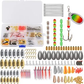 مجموعة أدوات صنع الطعوم الدوارة 228 قطعة من طُعم الصيد، ملحقات شفرة كليفيس، عمود سلكي، خطافات ثلاثية، مجموعة أدوات ملعقة صيد، هدية صيد السمك in Kuwait