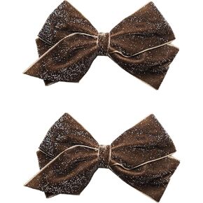 ZOONAI 5 Inch Baby Girl Velvet Hair Bows Boutique Hair Clip Teens Toddlers Glitter Sequins Hairpin Headwear - Set of 2 (Black)