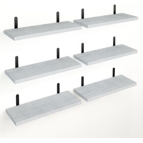 Fixwal Floating Shelves, Rustic Wood Wall Shelves, Width 4.7 Inches Shelves for Wall Decor, Farmhouse Style for Bedroom, Living Room, Kitchen, Bathroom, Office and Plants, Set of 6(Black Gold) in Saudi Arabia