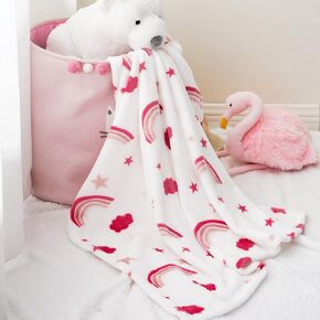Bunnikins & Clover Lightweight Plush Flannel Baby Blanket Super Soft for Boys and Girls, Kids Floral Fleece Baby Blanket, Portable Bed Throws for Baby Crib and Toddler Bed, 30"x36" in Kuwait