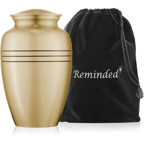 Reminded Adult Cremation Memorial Urn for Human Ashes, Pewter with Black Stripe Brass Funeral Urn with Velvet Bag in Kuwait