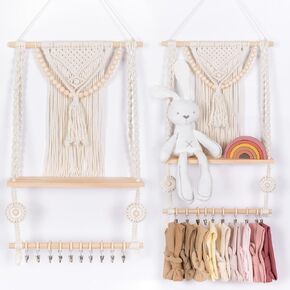 حامل عصابة رأس بابوبيت للفتيات الصغيرات، منظم أقواس الشعر للتعليق على الحائط، منظم إكسسوارات الشعر لعصابات رأس الطفل، ديكور منزلي بوهو لغرفة الأطفال الصغار in Kuwait