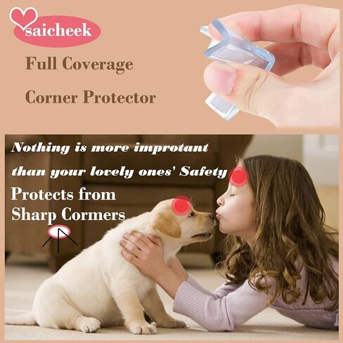 saicheek 4Pcs Small(Length: 1.4inch) Silicone Corner Protector Baby Proofing,Table Corner Protectors for Baby,Strong Adhesive T Shaped Baby Head Protector Table Corner Protectors for Furniture (4) in Saudi Arabia