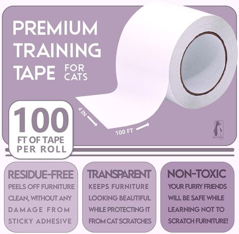 شريط تدريب القطط، 4 انش × 100 قدم، شريط تدريب القطط شفاف مزدوج الجوانب للطاولات والجلد والسجاد والجدران والاثاث، شريط تدريب الحيوانات الاليفة مضاد للخدش، شريط عريض للغاية لمنع خدش القطط in Kuwait