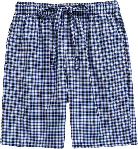 Kids Boys Woven Plaid Check Cotton Soft Lightweight Long Shorts Drawstring Pants with Pocket in Kuwait