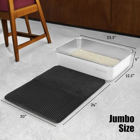 صندوق فضلات القطط من الفولاذ المقاوم للصدأ من Wenses (أبيض غير لامع)، صندوق فضلات معدني كبير للغاية للقطط الكبيرة، يتضمن حصيرة محاصرة القمامة in Kuwait