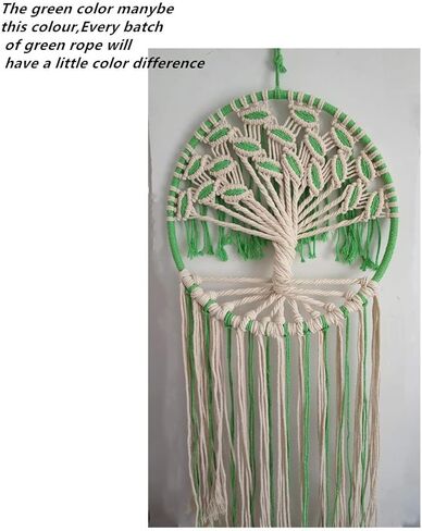 Ladawan Macrame للتعليق على الحائط شجرة الحياة باللونين الأخضر والأبيض لتزيين المنزل وديكور المنزل صائد الأحلام (X-Large) in Kuwait