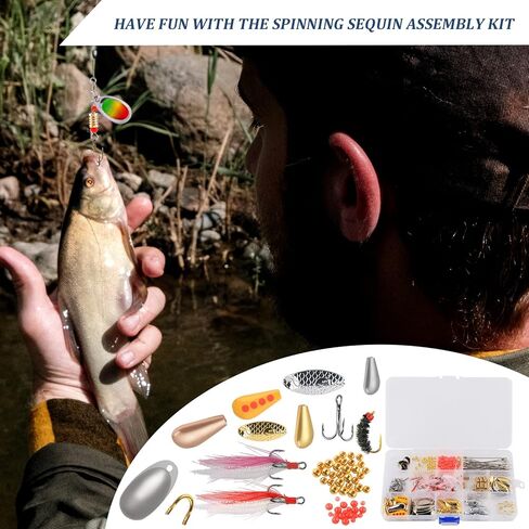 مجموعة أدوات صنع الطعوم الدوارة 228 قطعة من طُعم الصيد، ملحقات شفرة كليفيس، عمود سلكي، خطافات ثلاثية، مجموعة أدوات ملعقة صيد، هدية صيد السمك in Kuwait