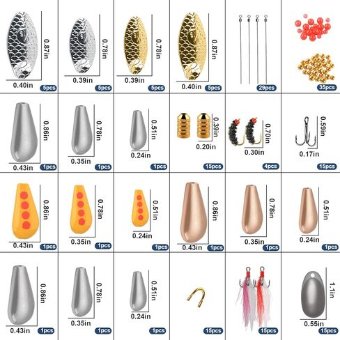 مجموعة أدوات صنع الطعوم الدوارة 228 قطعة من طُعم الصيد، ملحقات شفرة كليفيس، عمود سلكي، خطافات ثلاثية، مجموعة أدوات ملعقة صيد، هدية صيد السمك in Kuwait