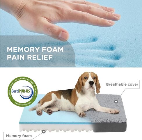 سرير كودي للكلاب الكبيرة - أسرّة للكلاب لتقويم العظام مع طبقة إسفنجية، بساط للكلاب ذو وجهين مع غطاء قابل للإزالة، سرير للحيوانات الأليفة مقاوم للماء ويمكن غسله في الغسالة، رمادي in Kuwait