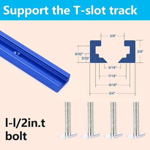 Bikykose 2 قطعة دعامة تثبيت متعددة على شكل حرف T، مجموعة توقف قصيرة على الجانبين لنظام T-Track لأعمال النجارة in Kuwait