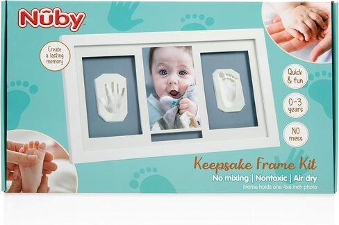 Nuby Baby Keepsake Ornament Hand & Footprint Clay Casting Kit with Easel Plus Blue & Pink Ribbons for Newborn Girls & Boys in Saudi Arabia