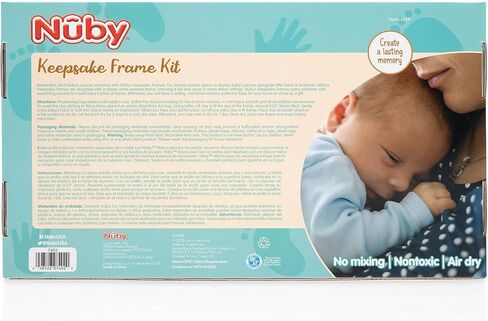 Nuby Baby Keepsake Ornament Hand & Footprint Clay Casting Kit with Easel Plus Blue & Pink Ribbons for Newborn Girls & Boys in Saudi Arabia
