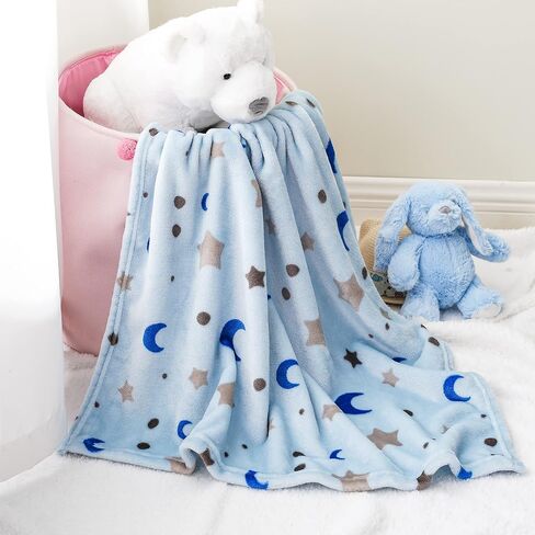 Bunnikins & Clover Lightweight Plush Flannel Baby Blanket Super Soft for Boys and Girls, Kids Floral Fleece Baby Blanket, Portable Bed Throws for Baby Crib and Toddler Bed, 30"x36" in Saudi Arabia