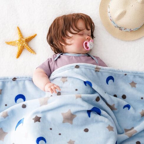 Bunnikins & Clover Lightweight Plush Flannel Baby Blanket Super Soft for Boys and Girls, Kids Floral Fleece Baby Blanket, Portable Bed Throws for Baby Crib and Toddler Bed, 30"x36" in Saudi Arabia
