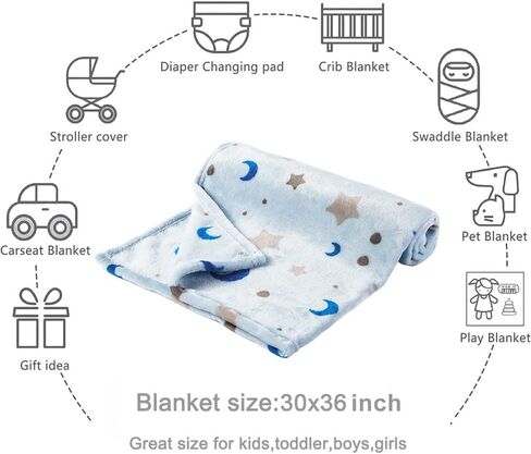 Bunnikins & Clover Lightweight Plush Flannel Baby Blanket Super Soft for Boys and Girls, Kids Floral Fleece Baby Blanket, Portable Bed Throws for Baby Crib and Toddler Bed, 30"x36" in Saudi Arabia