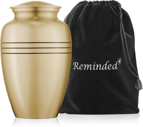 Reminded Adult Cremation Memorial Urn for Human Ashes, Pewter with Black Stripe Brass Funeral Urn with Velvet Bag in Kuwait