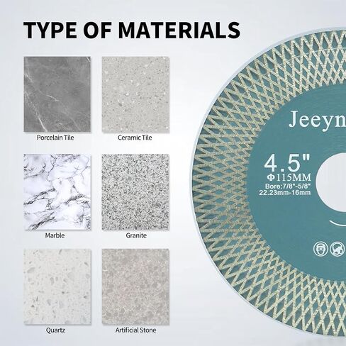 JeeynoTols Tile Diamond Saw Blade - 2pcs 4.5"/115mm Dual Coated Cutting and Grinding Disc Arbor 7/8"-5/8" for Granite Marble Quartz Ceramic Porcelain Blade in Saudi Arabia