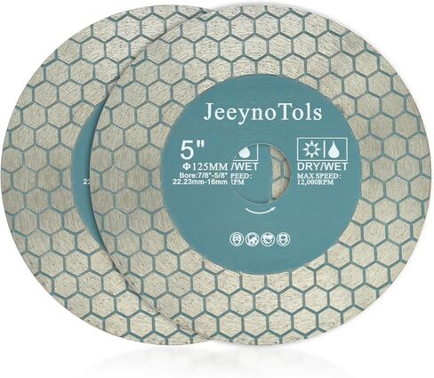 JeeynoTols Tile Diamond Saw Blade - 2pcs 4.5"/115mm Dual Coated Cutting and Grinding Disc Arbor 7/8"-5/8" for Granite Marble Quartz Ceramic Porcelain Blade in Saudi Arabia