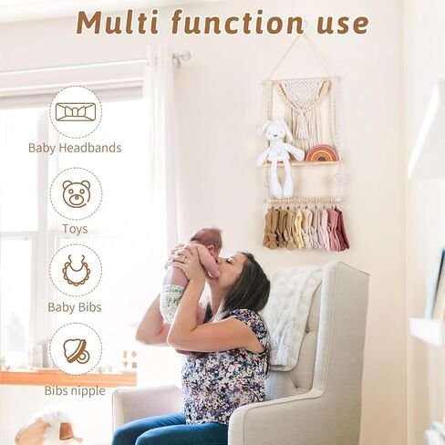 حامل عصابة رأس بابوبيت للفتيات الصغيرات، منظم أقواس الشعر للتعليق على الحائط، منظم إكسسوارات الشعر لعصابات رأس الطفل، ديكور منزلي بوهو لغرفة الأطفال الصغار in Kuwait