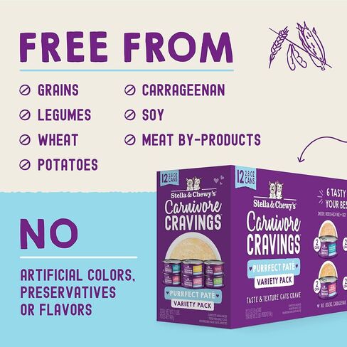 Stella & Chewy’s Carnivore Cravings Purrfect Pate Cans – Grain Free, Protein Rich Wet Cat Food – Chicken & Chicken Liver Recipe – (2.8 Ounce Cans, Case of 12) in Saudi Arabia