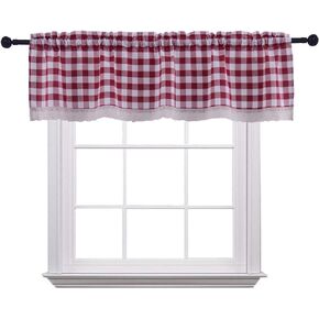Kitchen Curtains for Dining Room Checkered Cotton Blend Tier Curtain Window Treatment Drapes for Living Room Set of 2 Each 29 x 36 inches Rod Pocket Coffee in Kuwait