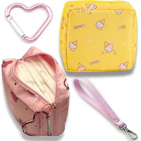 Reusable Sanitary Napkin Pads Storage Bag Portable for Women Girls | Made of Nylon Water Resistance Reusable | Zero Waste Period (Cactus with strap)
