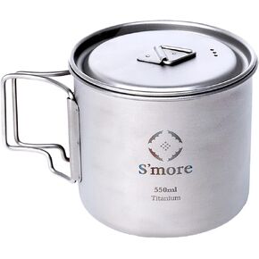 S'more Titanium Spork قابلة للطي، أدوات مائدة للتخييم خفيفة الوزن وصديقة للبيئة، شوكة وملعقة 2 في 1 مع مقبض قابل للطي للمشي لمسافات طويلة والسفر والنزهة
