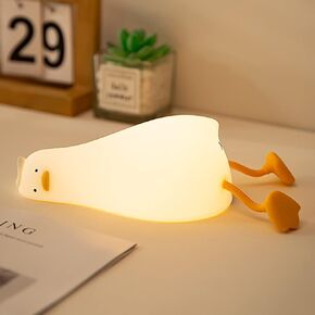 WETSTAR Lying Flat Duck Night Light, LED Squishy Duck Lamp, Cute Light Up Duck, Silicone Dimmable Nursery Nightlight, Rechargeable Bedside Touch Lamp for Breastfeeding,Girls Bedroom Decor in Saudi Arabia