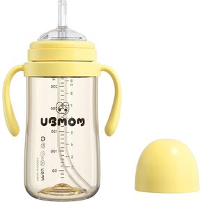 كوب مضاد للانسكاب من UBMOM، يمنع التدفق الخلفي مع القش، كوب PPSU للتعلم مع مقبض للأطفال والرضع، خالٍ من BPA، 9.47 أونصة (شوكولاتة) in Kuwait