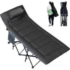 BESHOOME Folding Camping Cot, Camping Cot for Adults,Portable Cot for Sleeping with Pad and Pillow, Outdoor Bed for Traveling, Office Nap, Beach Vocation and Home Lounging, 450LBS(Max Load) in Kuwait