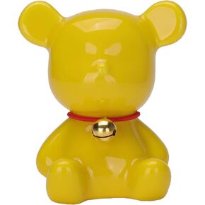 Sheskind Mini Ceramic Bear Statue Wearing a Golden Bell for Home Decorations, Also a Very Cute Toy, Small Enough to Hold in Your Hand (Yellow) in Saudi Arabia