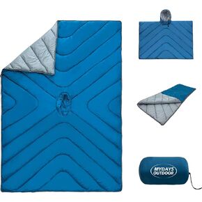 MYDAYS OUTDOOR Portable Warm Stadium Blankets,Lightweight Outdoor Sleeping Bag Cloak,Waterproof Wearable Hooded Poncho Great for Winter Travel,Hiking,Camping,Fishing in Kuwait