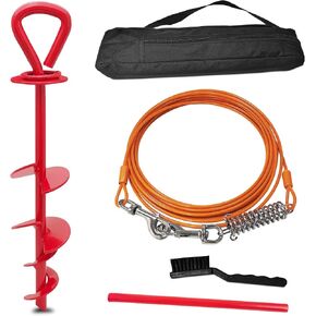 Heavy-Duty Dog Tie Out Stake and Cable Red Bag, 360°No Tangle Long Dog Chain Leash in Saudi Arabia