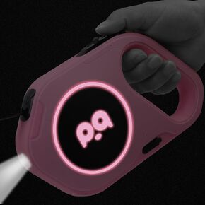 LED Retractable Dog Leash,Dog Leash Retractable with Flashlight,16 FT Heavy Dog Leash for Small Medium Large Dog,360° Tangle-Free,Ergonomic Comfort Handle,Type-C Charging,One-Button Lock… (Pink)