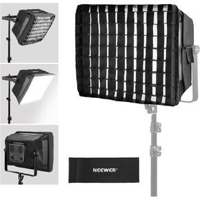 ناشر Softbox مطور من NEEWER للوحة إضاءة الفيديو PL60C RGB LED، 15.4 بوصة × 12.6 بوصة/39 × 32 سم قابلة للطي مع شبكة/حقيبة/غطاء تعتيم، لا حاجة لإزالة Barndoors إعداد سريع لإضاءة الصورة الناعمة، NS6S in Kuwait