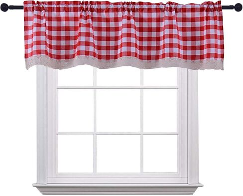 Kitchen Curtains for Dining Room Checkered Cotton Blend Tier Curtain Window Treatment Drapes for Living Room Set of 2 Each 29 x 36 inches Rod Pocket Coffee in Kuwait