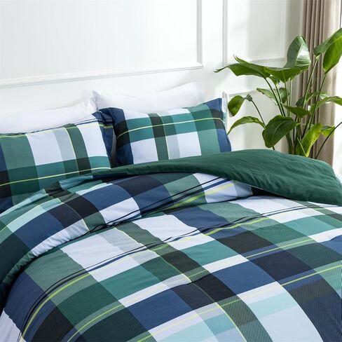 Holawakaka Plaid Queen Comforter Set, Farmhouse Geometric Buffalo Bedding Sets, Yellow Casual Rustic Cabin Lodge Microfiber 3 Pieces Bed Sets for All Seasons in Kuwait