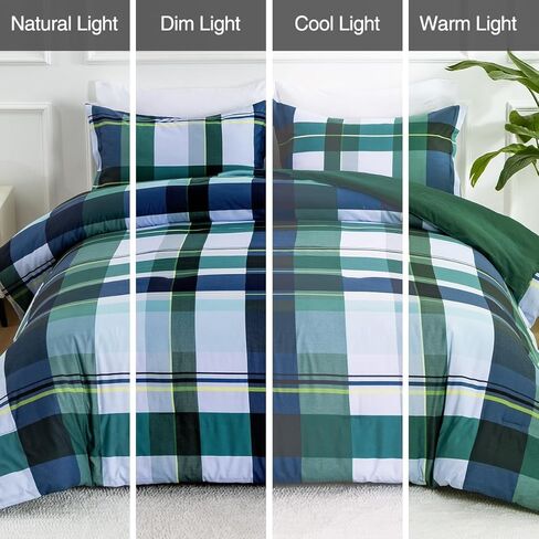 Holawakaka Plaid Queen Comforter Set, Farmhouse Geometric Buffalo Bedding Sets, Yellow Casual Rustic Cabin Lodge Microfiber 3 Pieces Bed Sets for All Seasons in Kuwait