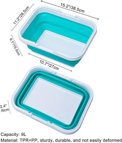 AUTODECO Collapsible Sink with Handle Towel, 2.37 Gal / 9L Foldable Wash Basin for Washing Dishes, Camping, Hiking and Home in Saudi Arabia