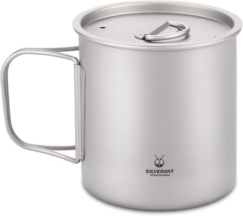 كوب قهوة SILVERANT Titanium Ultralight سعة 400 مل/14 أونصة سائلة بجدار مزدوج مع قش تيتانيوم وحقيبة برباط in Kuwait