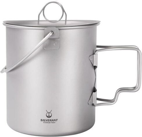 كوب قهوة SILVERANT Titanium Ultralight سعة 400 مل/14 أونصة سائلة بجدار مزدوج مع قش تيتانيوم وحقيبة برباط in Kuwait