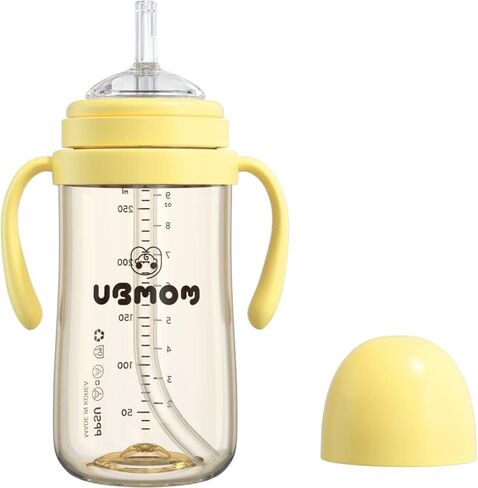 UBMOM No-spill, Backflow prevention Sippy Cup with Straw, PPSU Learner Cup with Handle for Baby and Toddlers, BPA free, 9.47oz (Yellow) in Saudi Arabia