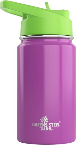 Kids Water Bottle - 12oz Blue | Leak Proof With Straw & Handle | 24 Hours Cold | Insulated, Double Wall Stainless Steel | Easy Sip Toddler Cup | Child's Flask | Eco Friendly in Saudi Arabia