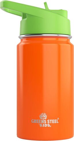 Kids Water Bottle - 12oz Blue | Leak Proof With Straw & Handle | 24 Hours Cold | Insulated, Double Wall Stainless Steel | Easy Sip Toddler Cup | Child's Flask | Eco Friendly in Saudi Arabia