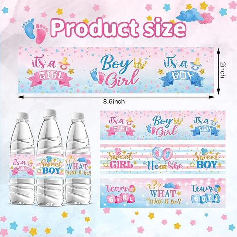 39 Pieces Baby Shower Water Bottle Labels Shower Water Bottle Stickers Wrappers Waterproof Baby Shower Labels for Baby Shower Party Decoration in Saudi Arabia