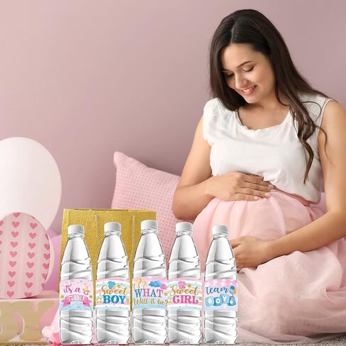 39 Pieces Baby Shower Water Bottle Labels Shower Water Bottle Stickers Wrappers Waterproof Baby Shower Labels for Baby Shower Party Decoration in Saudi Arabia