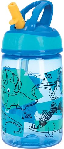 Nuby Flip-it Kids On-The-Go Printed Water Bottle with Bite Proof Hard Straw - 12oz / 360 ml, 18+ Months, 1pk Friendly Monsters in Saudi Arabia
